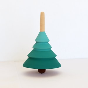 Set of TWO handmade tree shaped wooden spin top, Wooden fidget top, Spinning top, Party favor idea, Party bag, Christening favor
