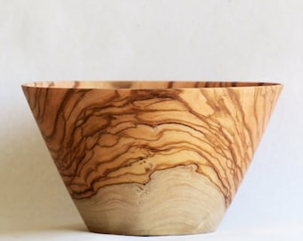 Handmade Olive Wood Bowl, Rustic Snack Bowl, Modern Woodturning