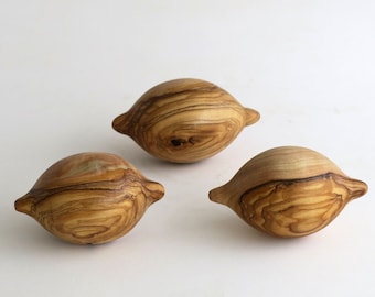 Handmade olive wood lemon, lemon made of wood, wooden fruits and vegetables, olive wood table decoration, by Josef woodturner