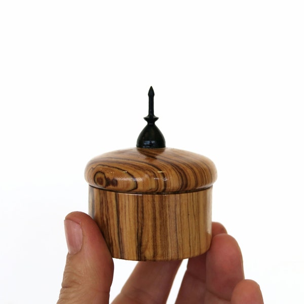 Handmade tiny olive wood jewelry box, small wooden ring box, Tiny Ring Box, Wooden Ring Holder, Keepsake Wooden Box,  by Josef woodturner