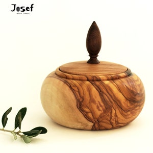 Wood box with lid in combination of olive wood oak wood and black mulberry (brown color) wood décor jewelry box  by Josef woodturner
