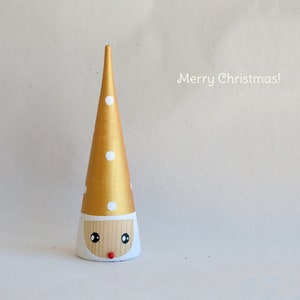 Handmade wooden Mini Gold Gnome, Hand Painted Garden Decor, Collectible Figurine, Unique Gift For Gnome Enthusiasts by josefwoodturner