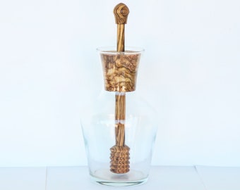 3 Glashonigtöpfe mit Olivenholzlöffeln, mittlere Größe (400ml)