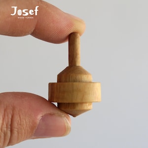 Tiny Olive Wood Spinning Top: Handmade Miniature Toy
