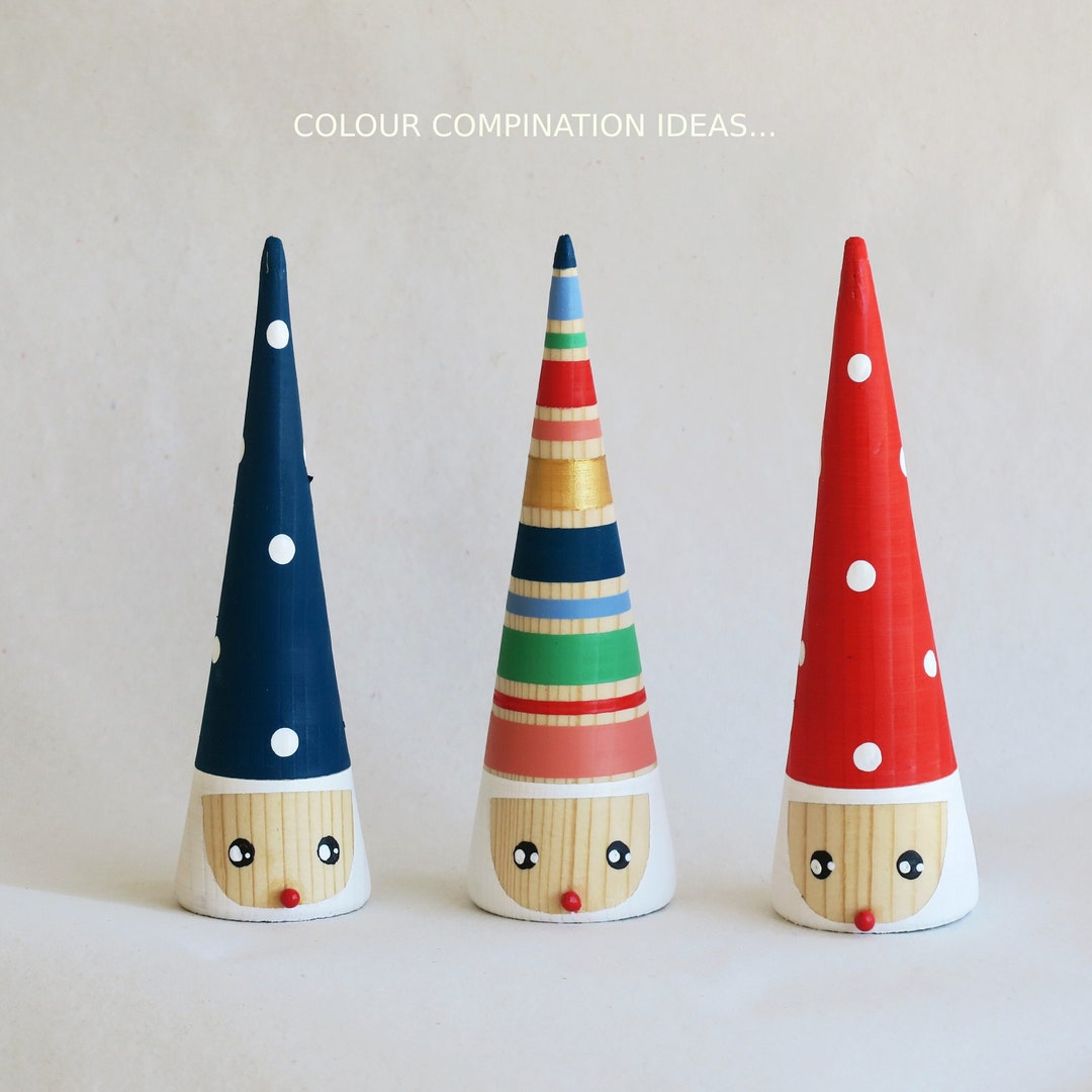 3 Handmade Wooden Mini Gnomes, SET of Hand Painted Decor, Collectible ...