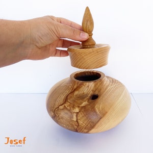 Unique wooden hollow form vase, decorative vase, wooden centerpiece, wooden potpourri vase, wooden vase with lid, by Josef Woodturner image 6