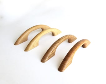 Oak and Beech Wood Cabinet Handles, Handmade Drawer Pulls (Set of TWO)