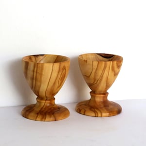 Handmade olive wood egg holder, egg cup made of wood, wood kitchen utensils, Rustic Breakfast Table Decor, brunch serve, by Josef woodturner