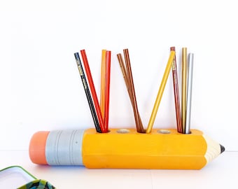 手作りの木製ペン立て、先生への贈り物、デスクオーガナイザー - Etsy 日本