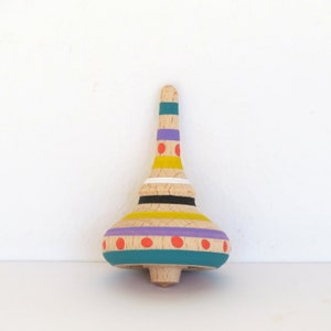 Handmade Beech Wood Spinning Top: Colorful Fidget Toy