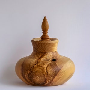 Unique wooden hollow form vase, decorative vase, wooden centerpiece, wooden potpourri vase, wooden vase with lid, by Josef Woodturner image 4