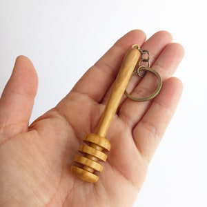 Honey lovers gift, keychain honey spoon, handmade honey spoon key chain, wooden honey dipper keychain, bee keepers gift by josef wood turner