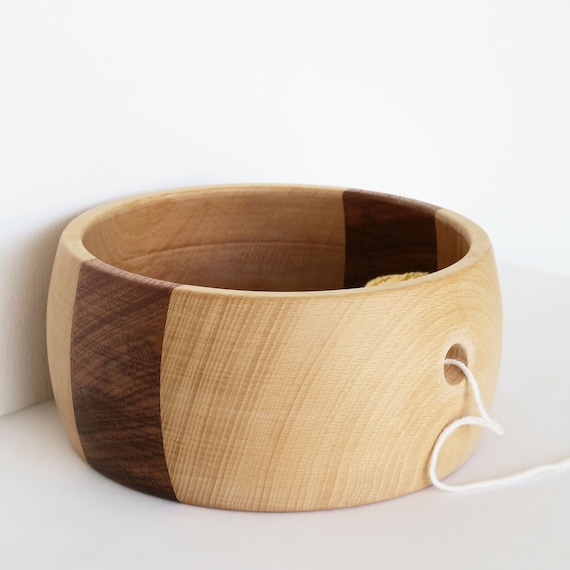 Wooden Yarn Bowl, Crochet Bowl, Knitting Bowl, Big Yarn Bowl, Made of a  Combination of Beech Wood and Niangon Wood 