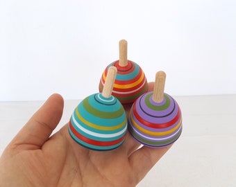 Set of 10 spin tops, Handmade spin tops, fine motor skills toy, Wooden Spinning Tops| Wooden toy,  Spinning Top| fidget toy, party favors