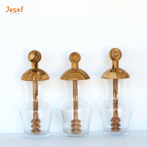 Handmade Olive Wood Honey Pot with Dipper, 200ml