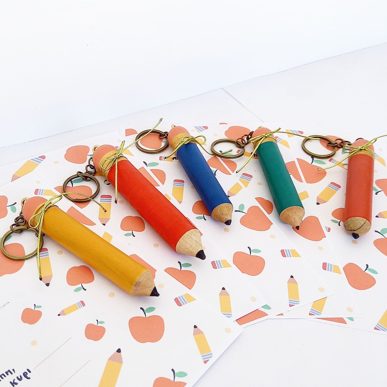 Handmade decorative pencil keychain oak wood Etsy