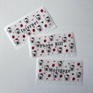 Sobres Vellum* con forma de Hello Kitty para rellenar con dinero en efectivo, ideales para presupuestos y ahorros. Carpeta de presupuestos tamaño A6