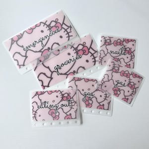 Niedliche Perlmutt Rosa Hello Kitty, Cash Füllung Umschläge für Budgetierung und Ersparnisse - A6, A7, Mini Größen Budget Binder