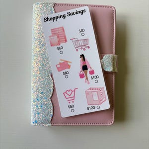 cute shopping savings challenge insert A6 total 450 savings