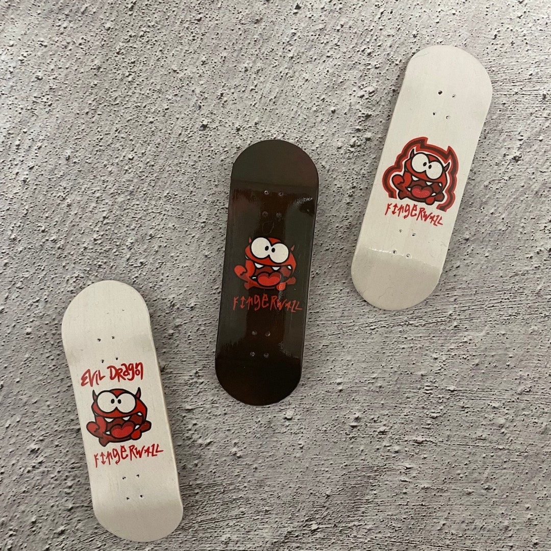 Fingerboard Wood Deck Pro, 32 Mm and 34 Mm. Dragons. Finger Skateboard