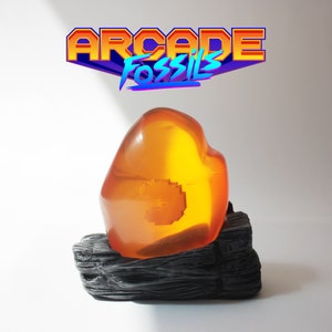 Arcade Fossil - Orange Pac-man Edition - Hand made art toy sculpture