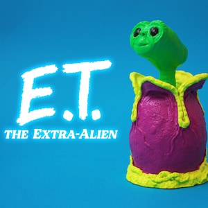 E.T. The Extra-Alien handmade resin toy art sculpture - Fluor colors