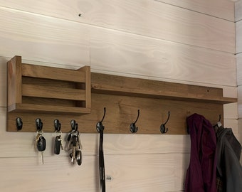 Entryway Mail Organizer with Hooks and Shelf | Coat Rack | Key Holder