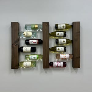 Modular Douglas Fir Wine Rack | Handmade Floating Wall Mount, Modern Home Bar Storage