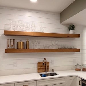 Handmade White Pine Floating Shelf: Rustic Wood Floating Shelves, Hidden Bracket Shelving