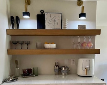 Kitchen Floating Shelves, Floating shelf with brackets, Bathroom shelves, Floating wood shelves, Chunky shelves, Thin shelf