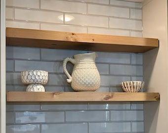 Handmade White Pine Floating Shelf: Heavy Duty with Brackets