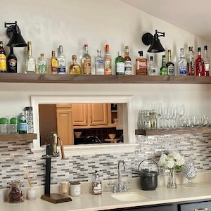 floating shelves for liquor bar