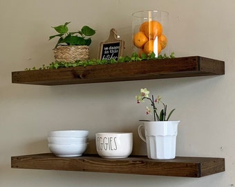 Wood Floating Shelf 2 Inch Thick | 8 Inch Deep