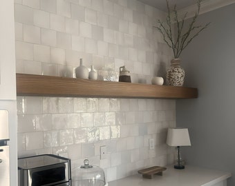 Handmade White Pine Floating Shelf: Rustic Wood Shelving