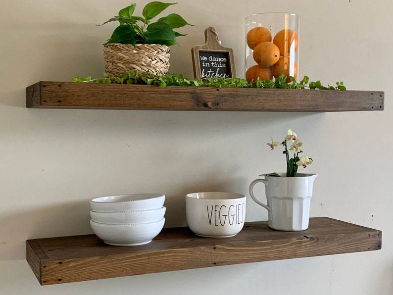 Wood Floating Shelf 2 Inch Thick 12 Inch Deep Etsy