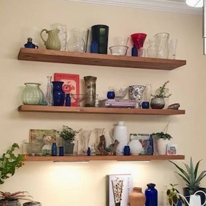 Floating Shelves | Solid Wood | HEAVY-DUTY | Rustic Wooden Shelving | Rustic Shelf | Thin Shelf