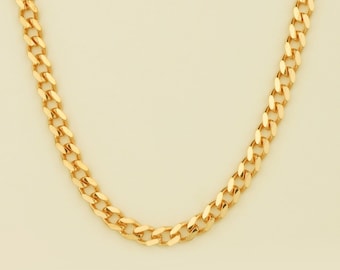 Thick Knitted Silver Chain Necklace , 14k Yellow Gold Miami Cuban Link Chain Choker Solid Sterling Silver