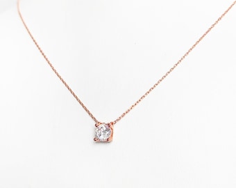 Solitaire Silver Necklace, Tiny CZ diamond necklace, layered necklace, choker, dainty necklace, delicate necklace, silver necklace,