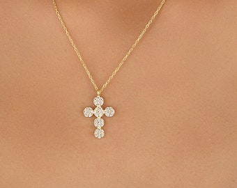 Lydreewam Collana Croce Donna Argento 925 Crocifisso Collana Catena Doppia con 3A Zirconi e Confezione Regalo, Collana per Comunione Cristiano di Natale, Regolabile 40+5cm