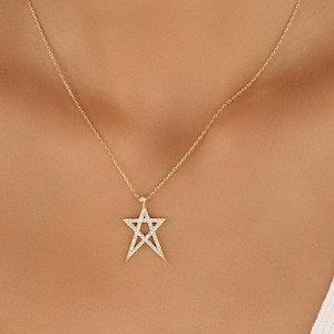 Ster zilveren ketting met witte Zircon steen, zilveren North Star charme ketting, zilveren ster ketting, bruidsmeisje cadeau, verjaardagscadeau