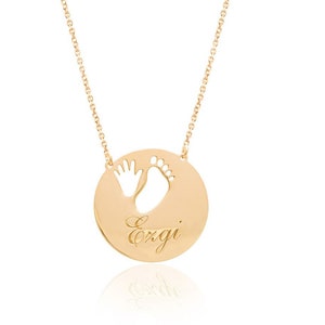 Personalized Footprint Name, Baby Footprint Personalized Necklace, Custom Kids Name Necklace, Gift for Her, Gift for Mum, Mothers Day Gift