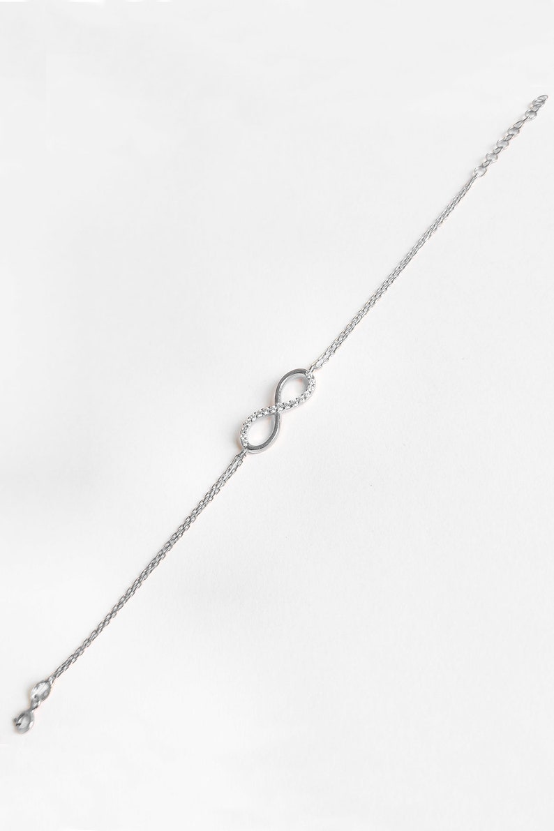 Half Stone Infinity Silver Bracelet image 4