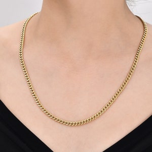 14K Solid Gold Curb Chain Necklace - Italian Design, 3.95mm