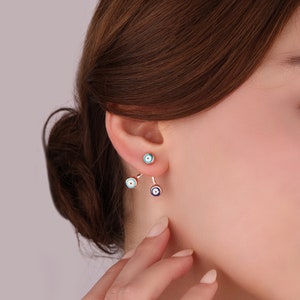 Enamel Evil Eye 925 Sterling Silver Stud Earrings