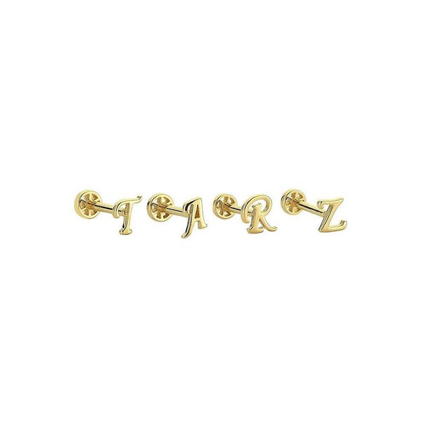 Studded Letter 14k Gold Tragus Piercing
