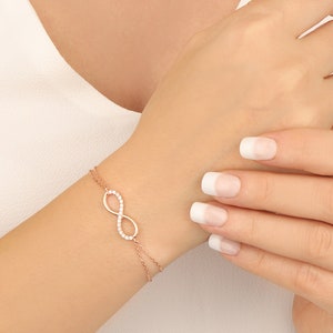 Half Stone Infinity Silver Bracelet image 3