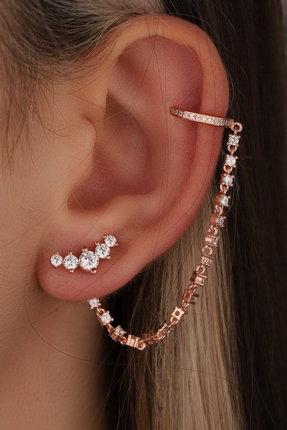 Orecchini A Cerchio Celestial Huggie, Orecchino Cartilagine Fasi Lunari, Orecchini Minimalisti, Regalo Per Le Donne - Italia - Foto 3