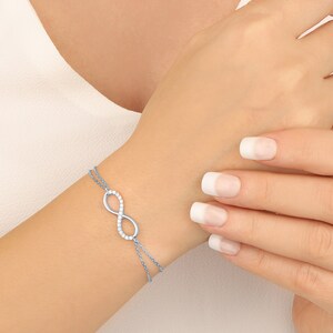 Half Stone Infinity Silver Bracelet image 7