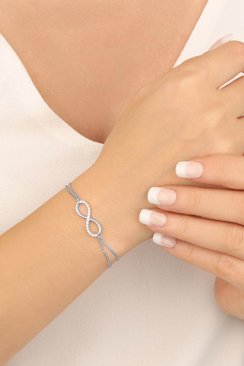 Half Stone Infinity Silver Bracelet image 7