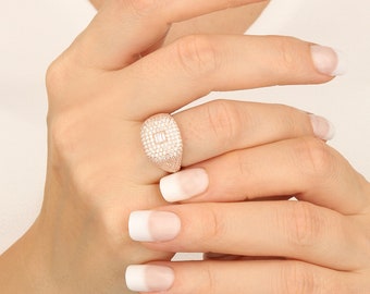 Baguette Stone Sterling Silver Ring – Minimal 925 Silver Jewelry